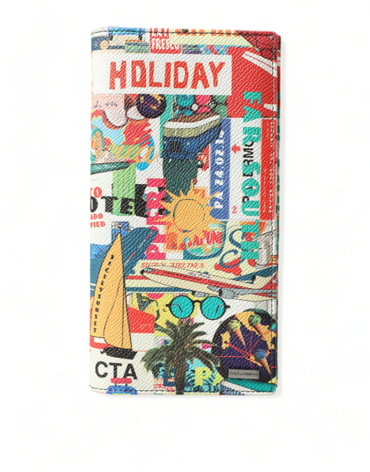 Multicolor Holiday Print Leather Long Bifold Card Holder Wallet