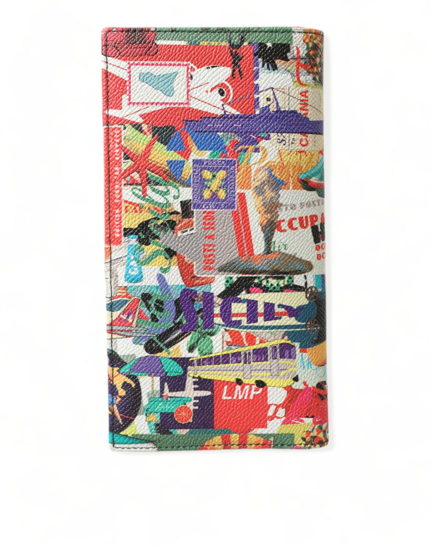 Multicolor Holiday Print Leather Long Bifold Card Holder Wallet