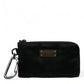 Black Nylon Logo Plaque Keyring Pouch Clutch Bag