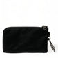 Black Nylon Logo Plaque Keyring Pouch Clutch Bag