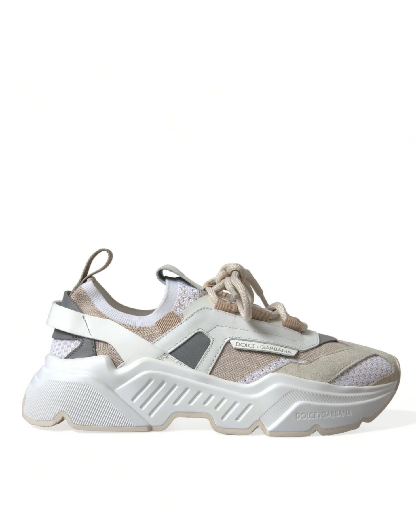 Beige White Daymaster Low Top Leather Sneakers Shoes