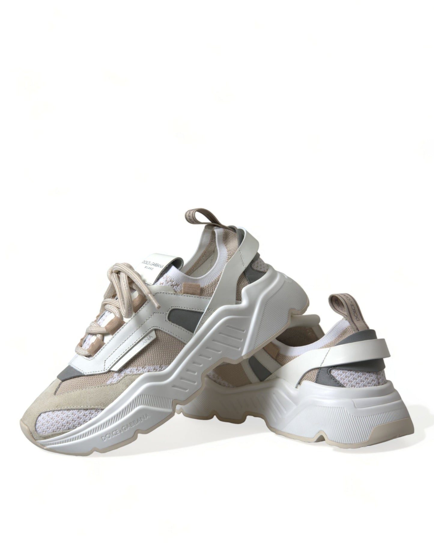 Beige White Daymaster Low Top Leather Sneakers Shoes