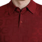 Maroon Collared Short Sleeve Silk T-shirt