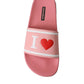 Pink Leather Slides Beachwear Flats Shoes