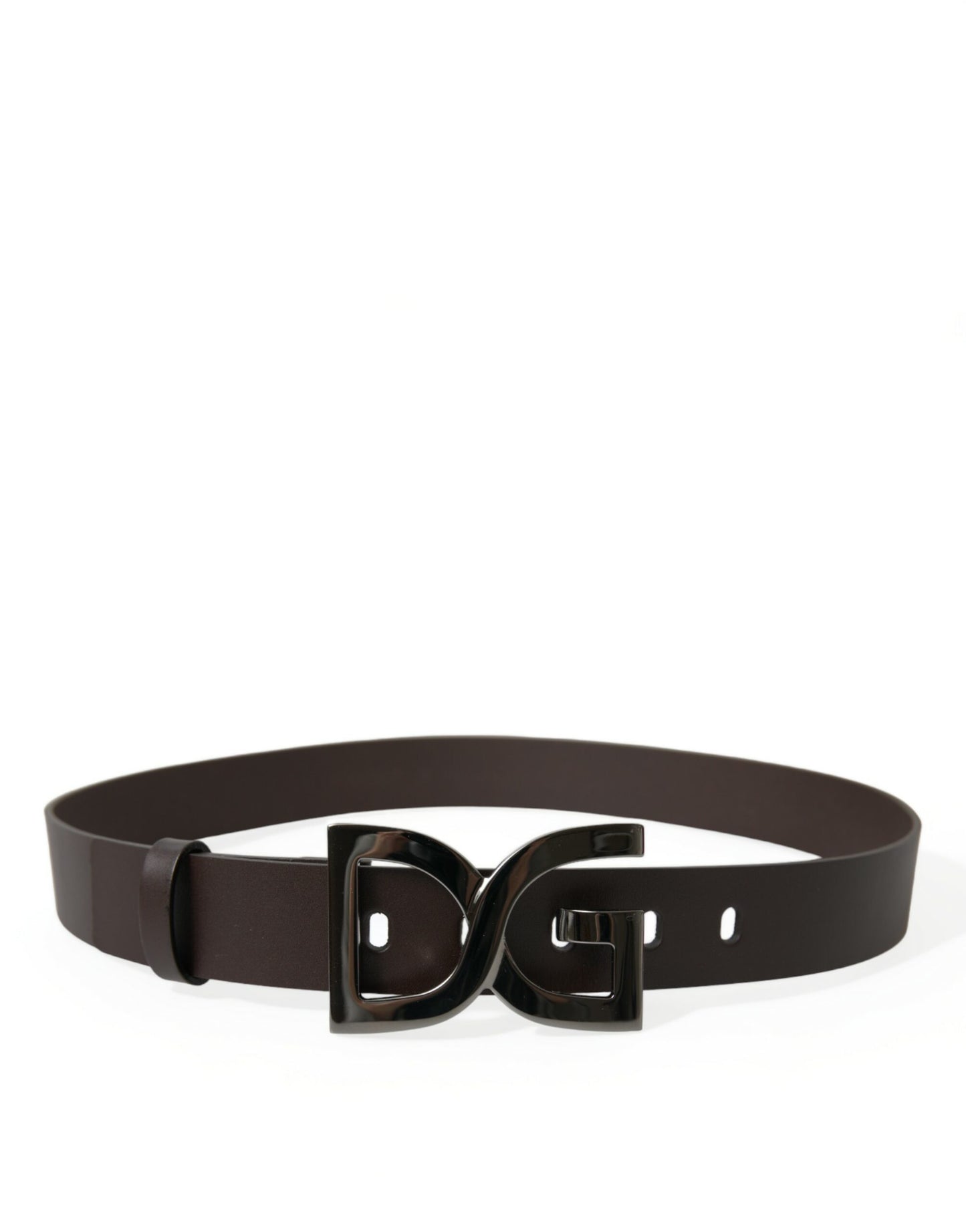 Dark Brown Leather DG Metal Buckle Belt