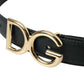 Black Calf Leather Gold DG Logo Buckle Belt