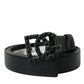 Black Calf Leather DG Crystal Buckle Belt