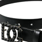 Black Calf Leather DG Crystal Buckle Belt