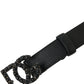 Black Calf Leather DG Crystal Buckle Belt