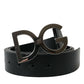 Black Calf Leather Silver Metal Buckle Belt