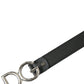 Black Leather Silver Metal Logo Buckle Belt