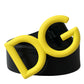 Yellow Nylon Logo Print Metal Buckle Belt