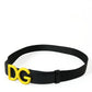 Yellow Nylon Logo Print Metal Buckle Belt