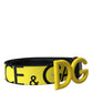 Yellow Nylon Logo Print Metal Buckle Belt