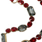 Red Leather Crystal Chain Waist Belt