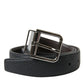 Black Leather Metal Buckle Men Belt