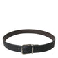 Black Leather Metal Buckle Men Belt