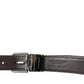 Black Leather Metal Buckle Men Belt