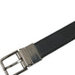 Black Leather Metal Buckle Men Belt