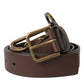 Brown Calf Leather Gold Metal Buckle Belt