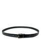 Black Leather Silver Metal Buckle Belt