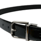 Black Leather Silver Metal Buckle Belt