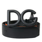 Black Orange Leather DG Metal Buckle Belt