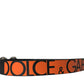 Black Orange Leather DG Metal Buckle Belt