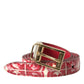 Red Sicily Leather Gold Metal Buckle Belt