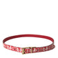 Red Sicily Leather Gold Metal Buckle Belt