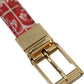 Red Sicily Leather Gold Metal Buckle Belt