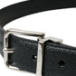 Black Calf Leather Silver Metal Buckle Belt