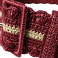 Maroon Beige Braided Canvas Wide Waist Belt