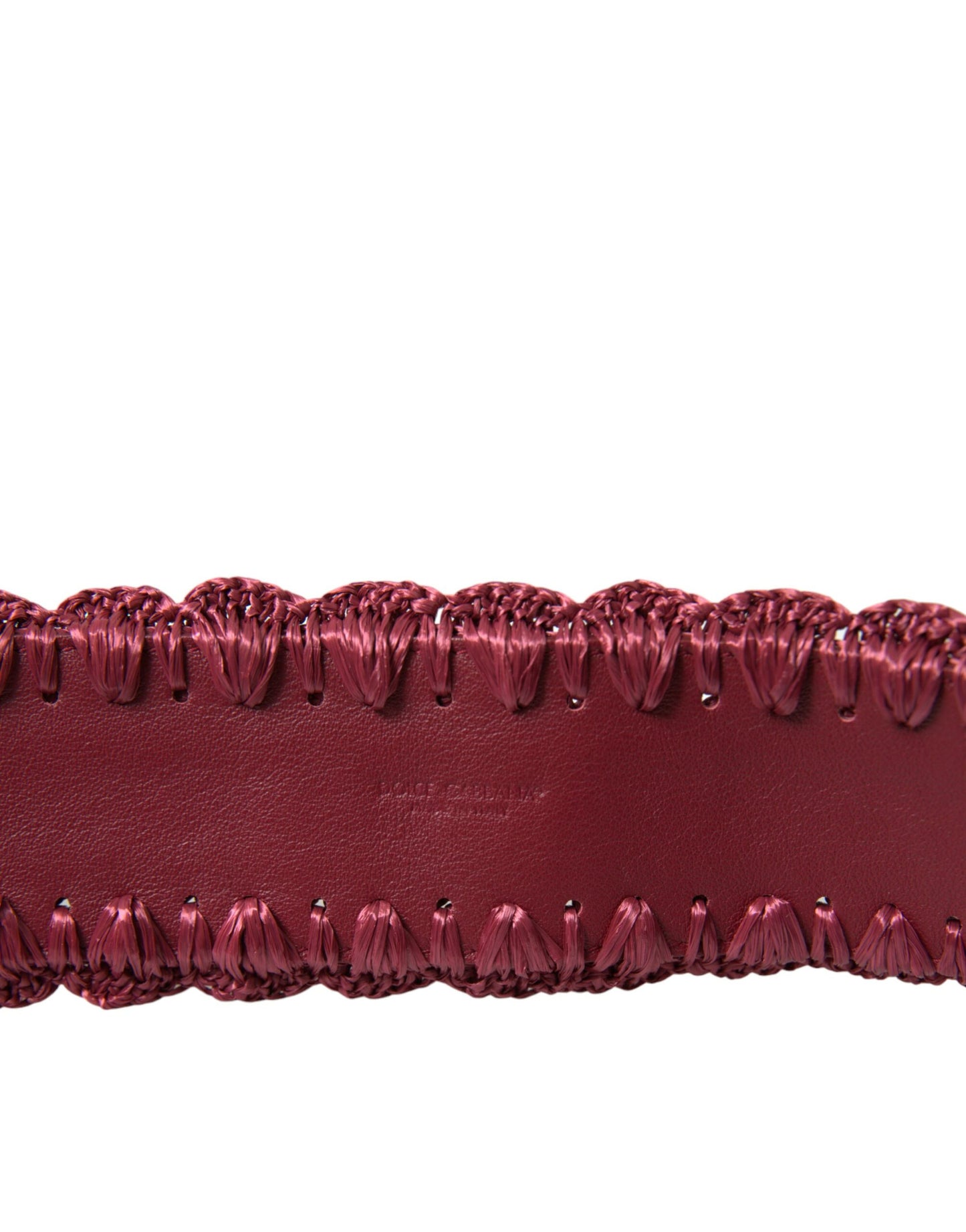 Maroon Beige Braided Canvas Wide Waist Belt