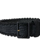 Black Braided Canvas Women Wide Waist Belt