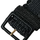 Black Braided Canvas Women Wide Waist Belt