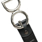 Black Leather Silver Logo Metal Buckle Belt