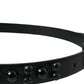 Black Embellished Leather Engraved Buckle Belt