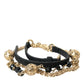 Black Suede Gold Chain Crystal Waist Belt