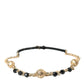 Black Suede Gold Chain Crystal Waist Belt