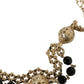 Black Suede Gold Chain Crystal Waist Belt