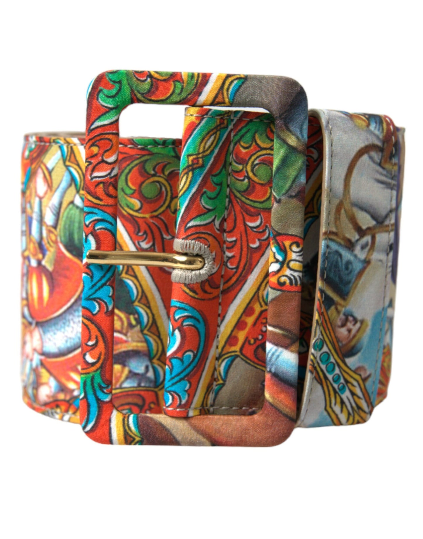 Multicolor Carretto Fabric Wide Waist Belt