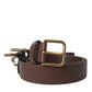 Brown Calf Leather Gold Metal Buckle Belt