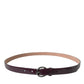 Maroon Leather Silver Metal Buckle Belt