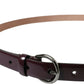 Maroon Leather Silver Metal Buckle Belt