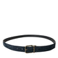 Blue Suede Leather Gold Metal Buckle Belt