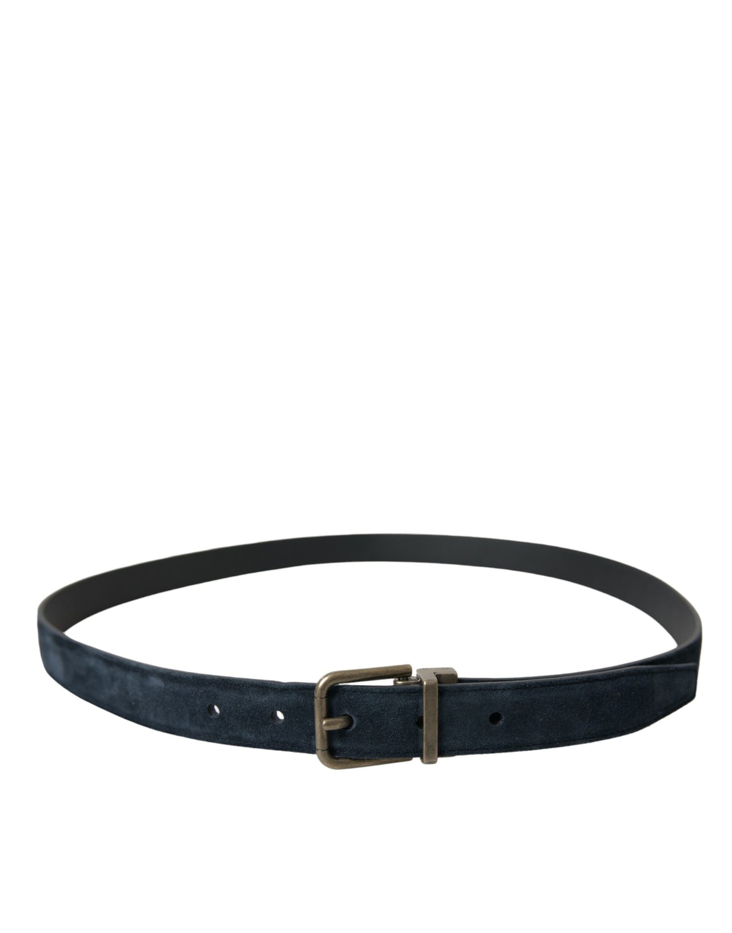 Blue Suede Leather Gold Metal Buckle Belt