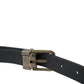 Blue Suede Leather Gold Metal Buckle Belt