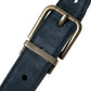 Blue Suede Leather Gold Metal Buckle Belt