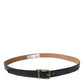 Black Calf Leather Gold Metal Buckle Belt